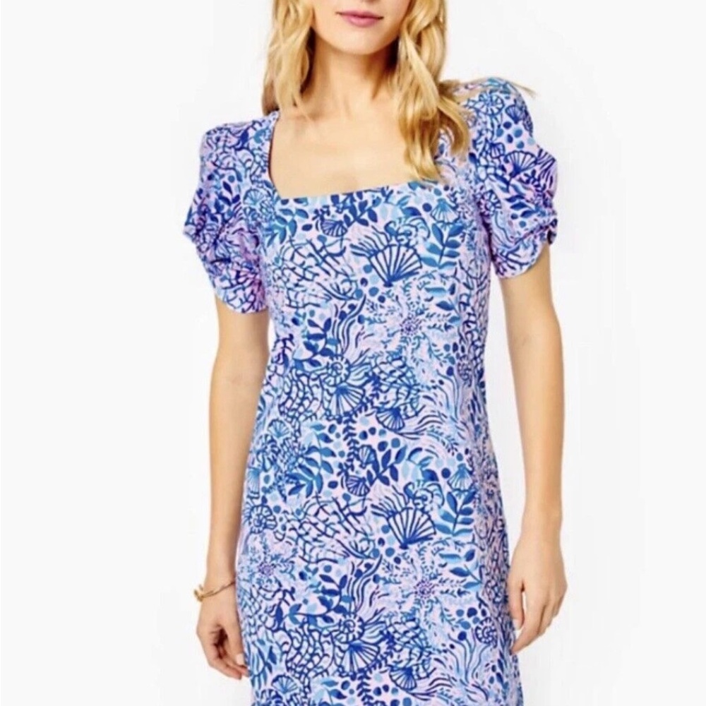 Lilly Pulitzer Haydn Short Sleeve Dress Calla Lilly Pink High Tides
